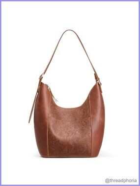 Genuine Leather Hobo Shoulder Bag Rose Pattern Travel Purse